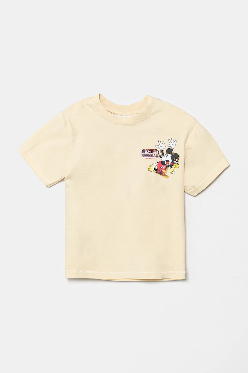 Desigual tricou de bumbac pentru copii x Disney culoarea bej, cu imprimeu, 25SBTK11 Desigual tricou de bumbac pentru copii x Disney culoarea bej, cu imprimeu, 25SBTK11