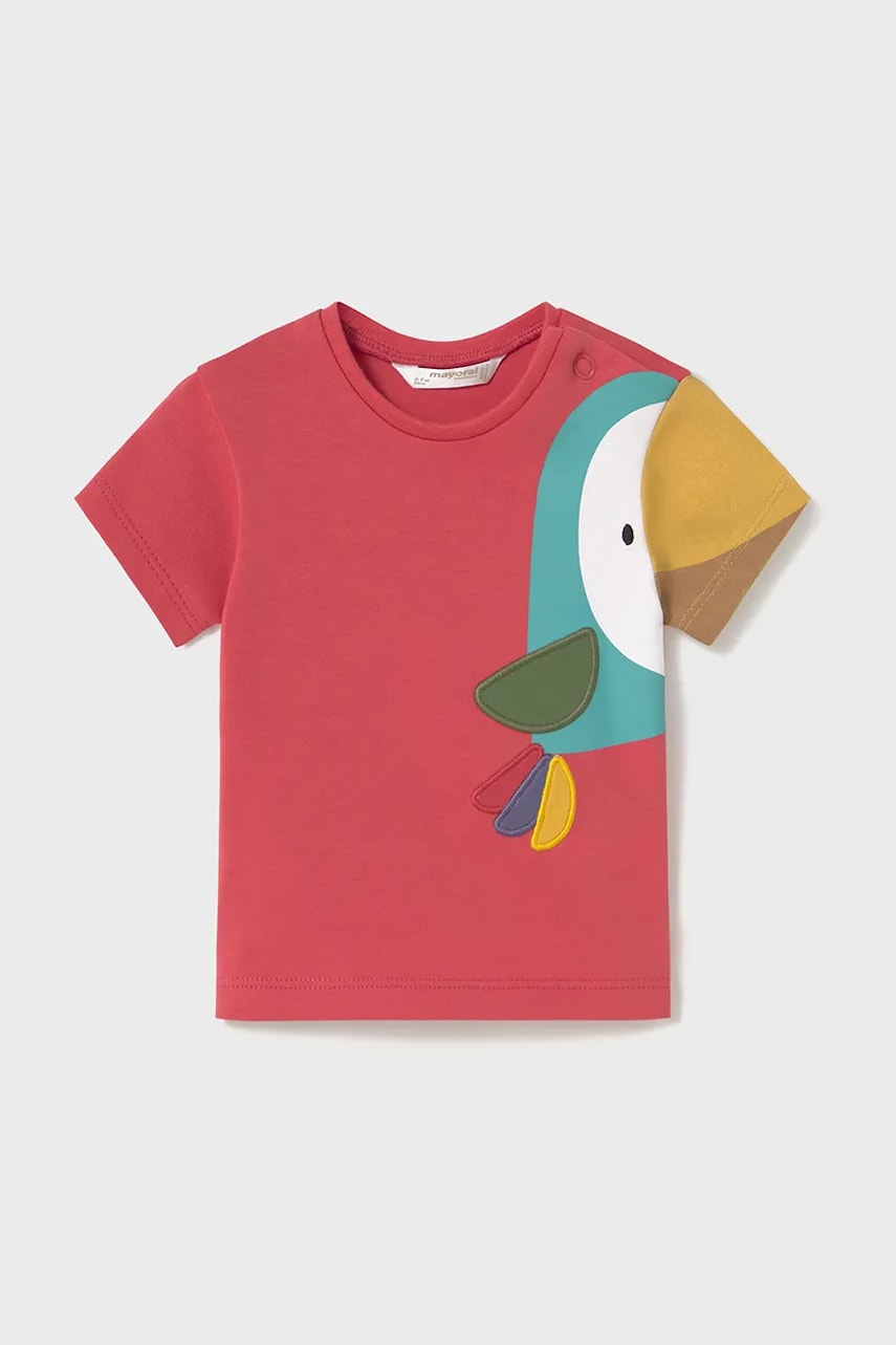 Mayoral Newborn tricou din bumbac pentru bebelusi culoarea rosu, cu imprimeu, 1037 Mayoral Newborn tricou din bumbac pentru bebelusi culoarea rosu, cu imprimeu, 1037