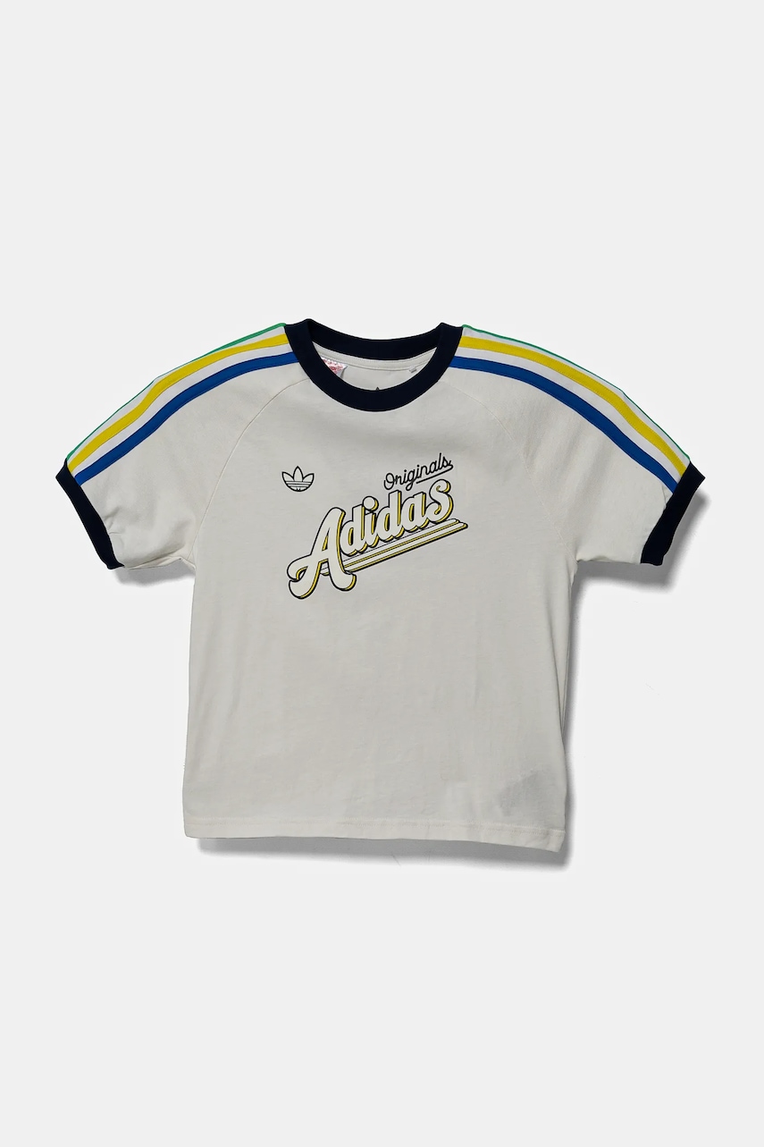 Детская хлопковая футболка adidas Originals цвет белый с принтом JC8403 Детская хлопковая футболка adidas Originals цвет белый с принтом JC8403