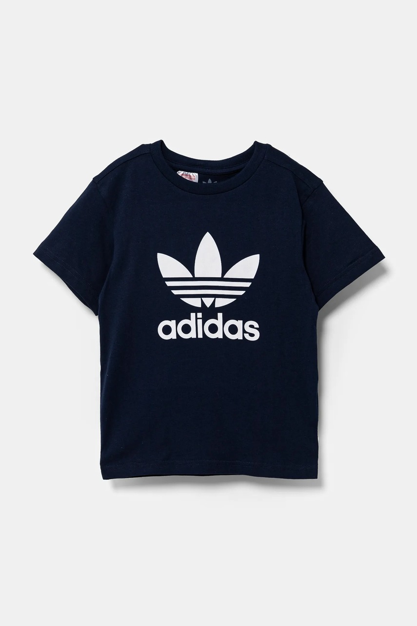 Детская хлопковая футболка adidas Originals цвет синий с принтом IY7417