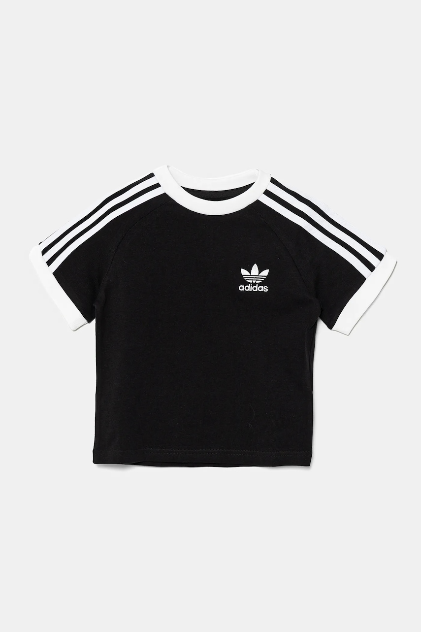 Детская хлопковая футболка adidas Originals цвет чёрный с аппликацией IY2389 Детская хлопковая футболка adidas Originals цвет чёрный с аппликацией IY2389