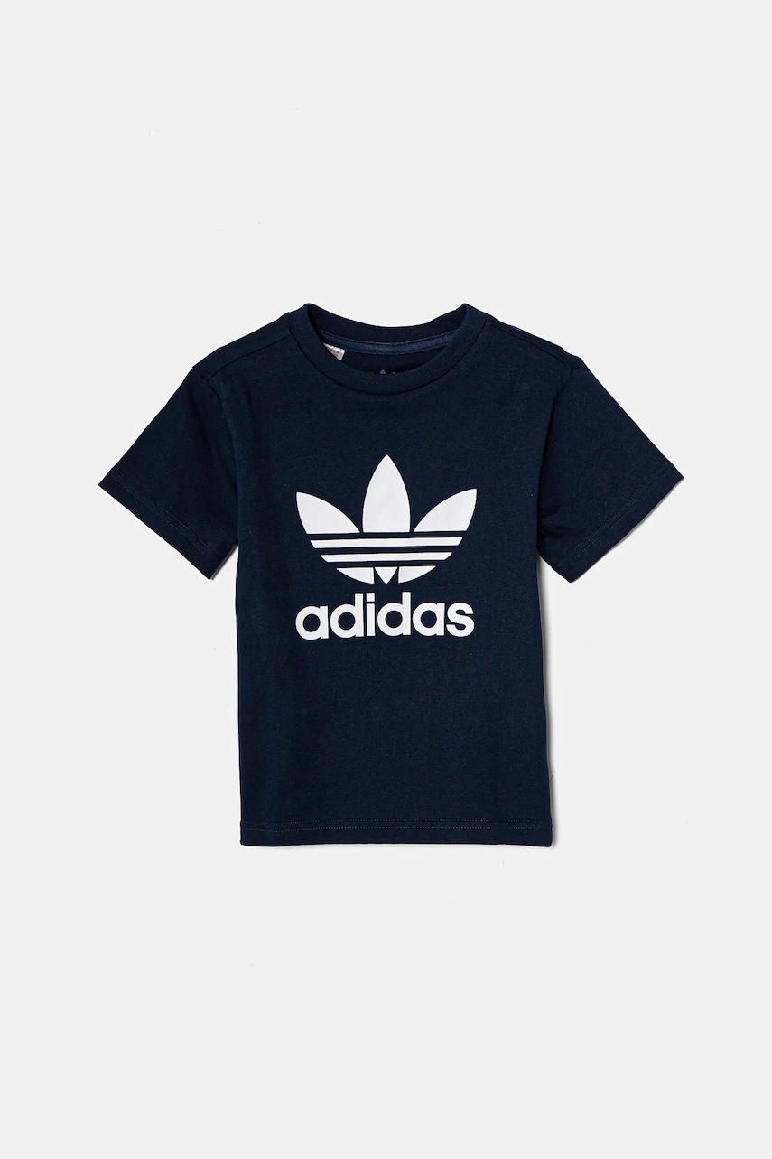 Детская хлопковая футболка adidas Originals цвет синий с принтом IY2382 Детская хлопковая футболка adidas Originals цвет синий с принтом IY2382