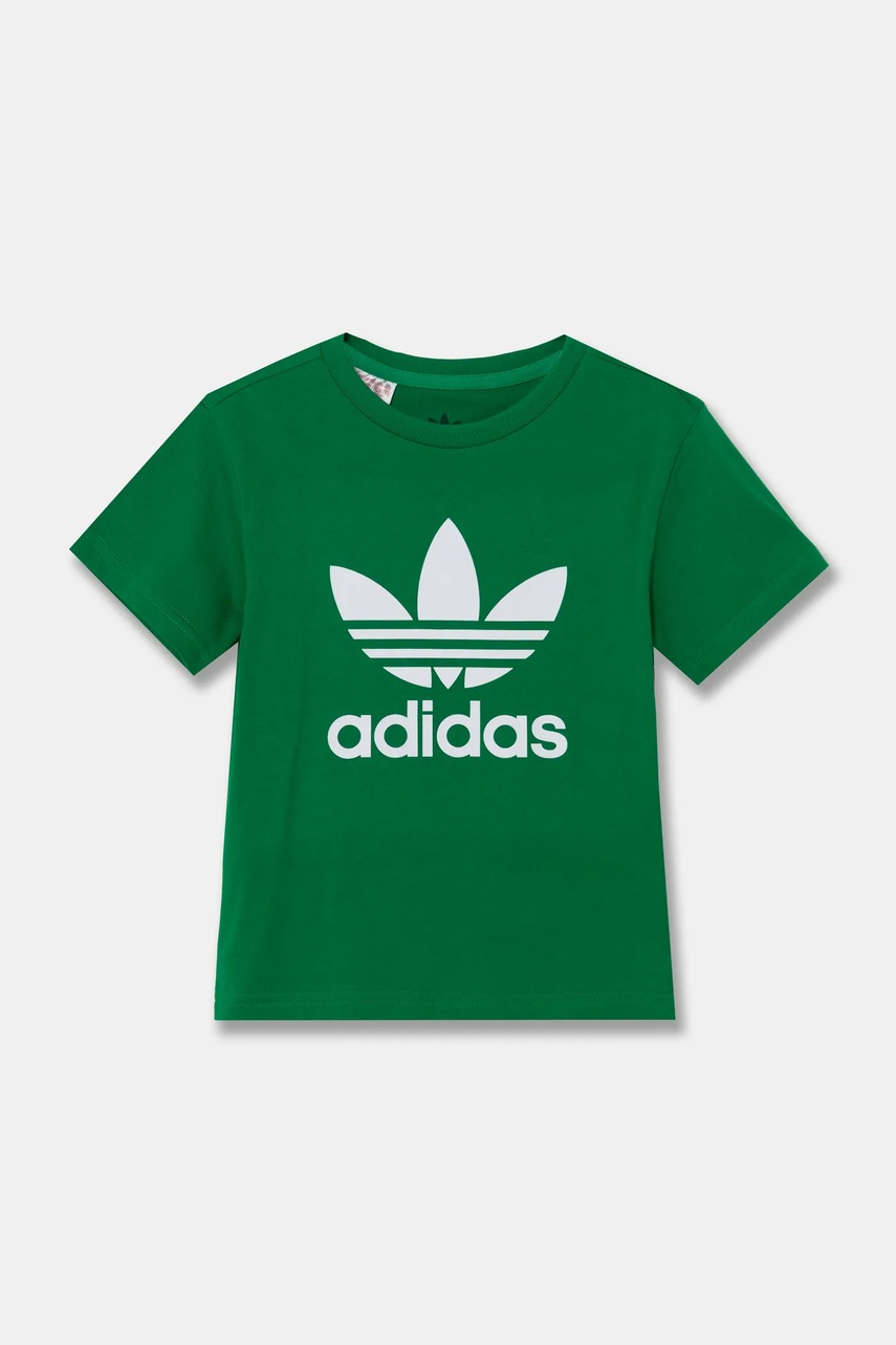 adidas Originals tricou de bumbac pentru copii culoarea verde, cu imprimeu, IY4013