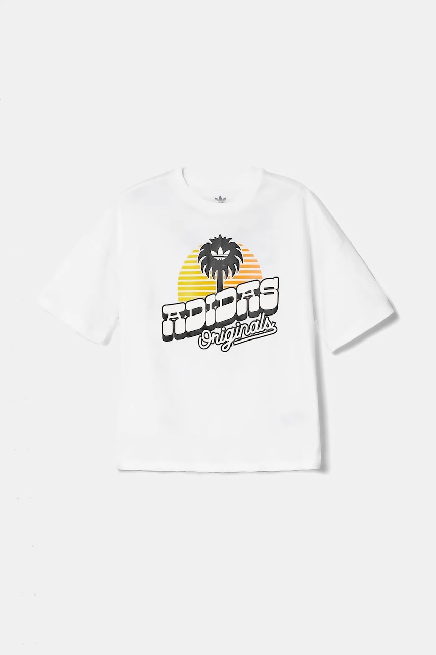Детская хлопковая футболка adidas Originals цвет белый с принтом JD0371 Детская хлопковая футболка adidas Originals цвет белый с принтом JD0371