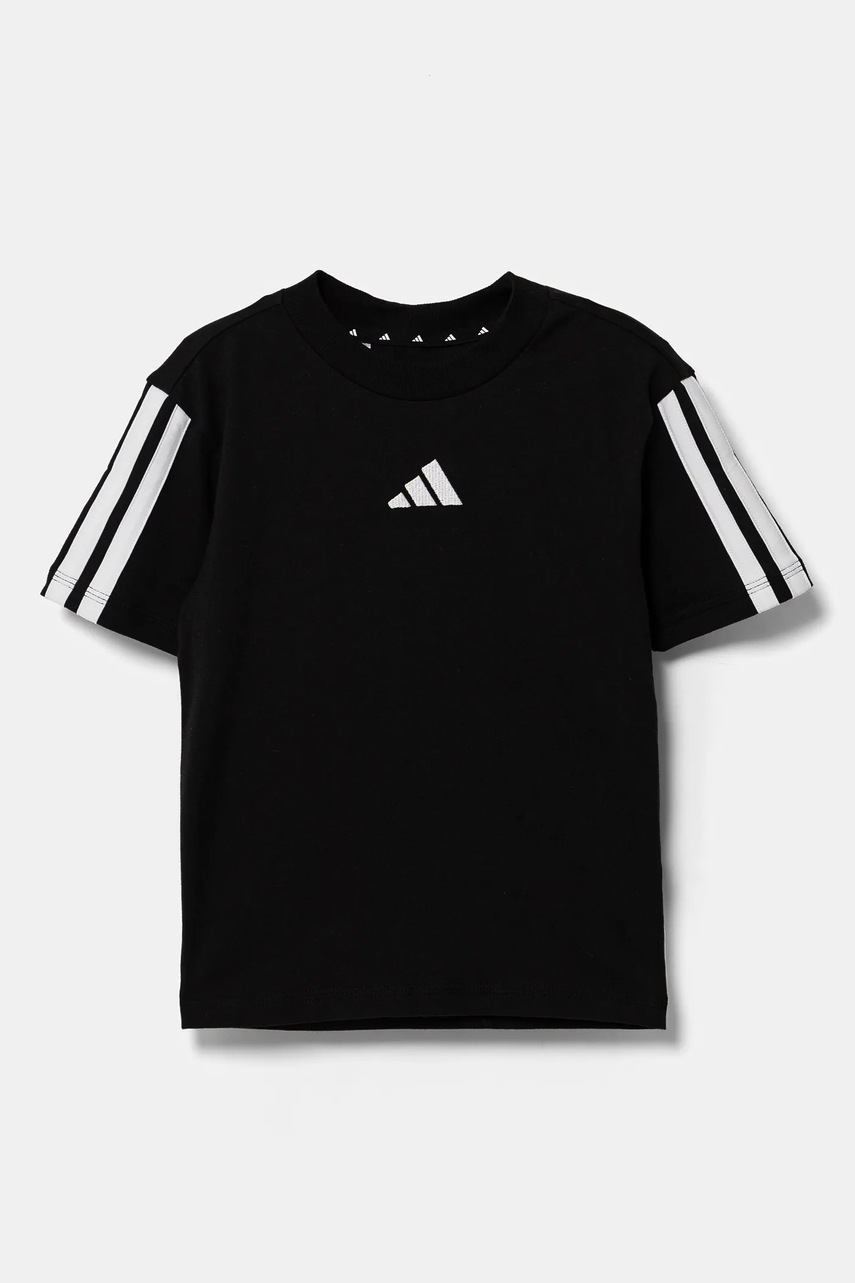 Детская хлопковая футболка adidas цвет чёрный с аппликацией JE0317 Детская хлопковая футболка adidas цвет чёрный с аппликацией JE0317