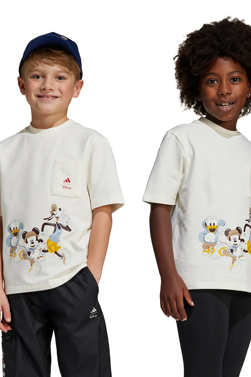 adidas tricou copii x Disney culoarea bej, cu imprimeu, JF3642
