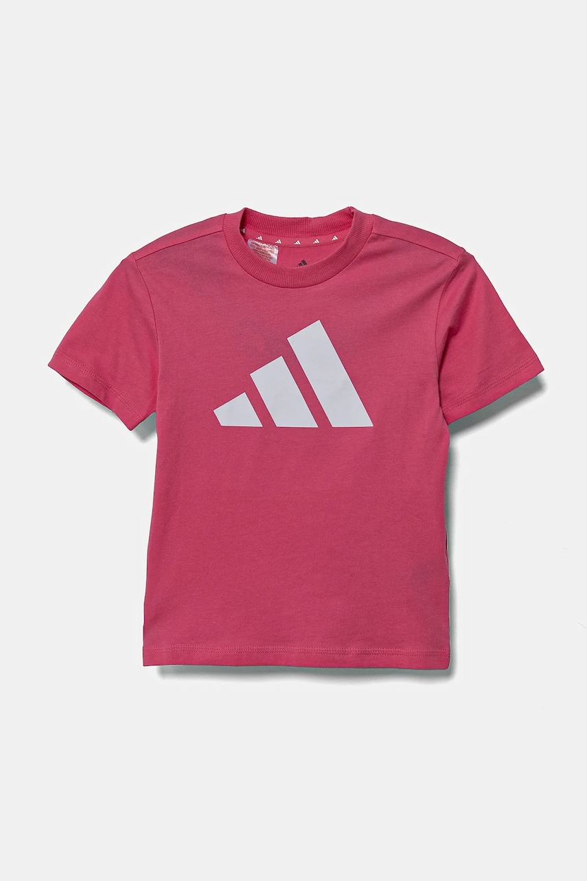 Детская хлопковая футболка adidas цвет розовый с принтом JC9718 Детская хлопковая футболка adidas цвет розовый с принтом JC9718