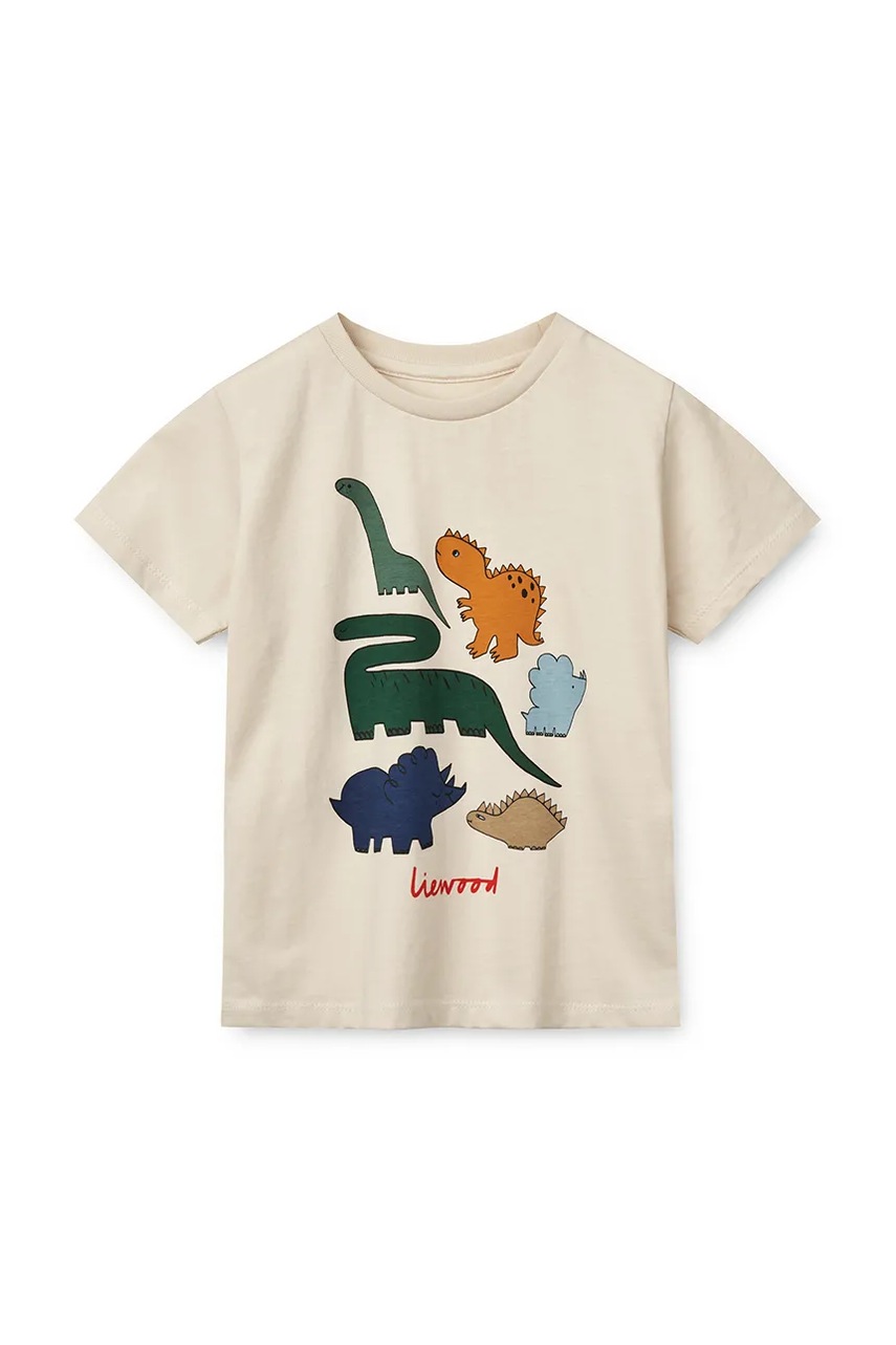 Детская хлопковая футболка Liewood Apia Placement Shortsleeve T-shirt цвет бежевый с принтом LW19844 Детская хлопковая футболка Liewood Apia Placement Shortsleeve T-shirt цвет бежевый с принтом LW19844