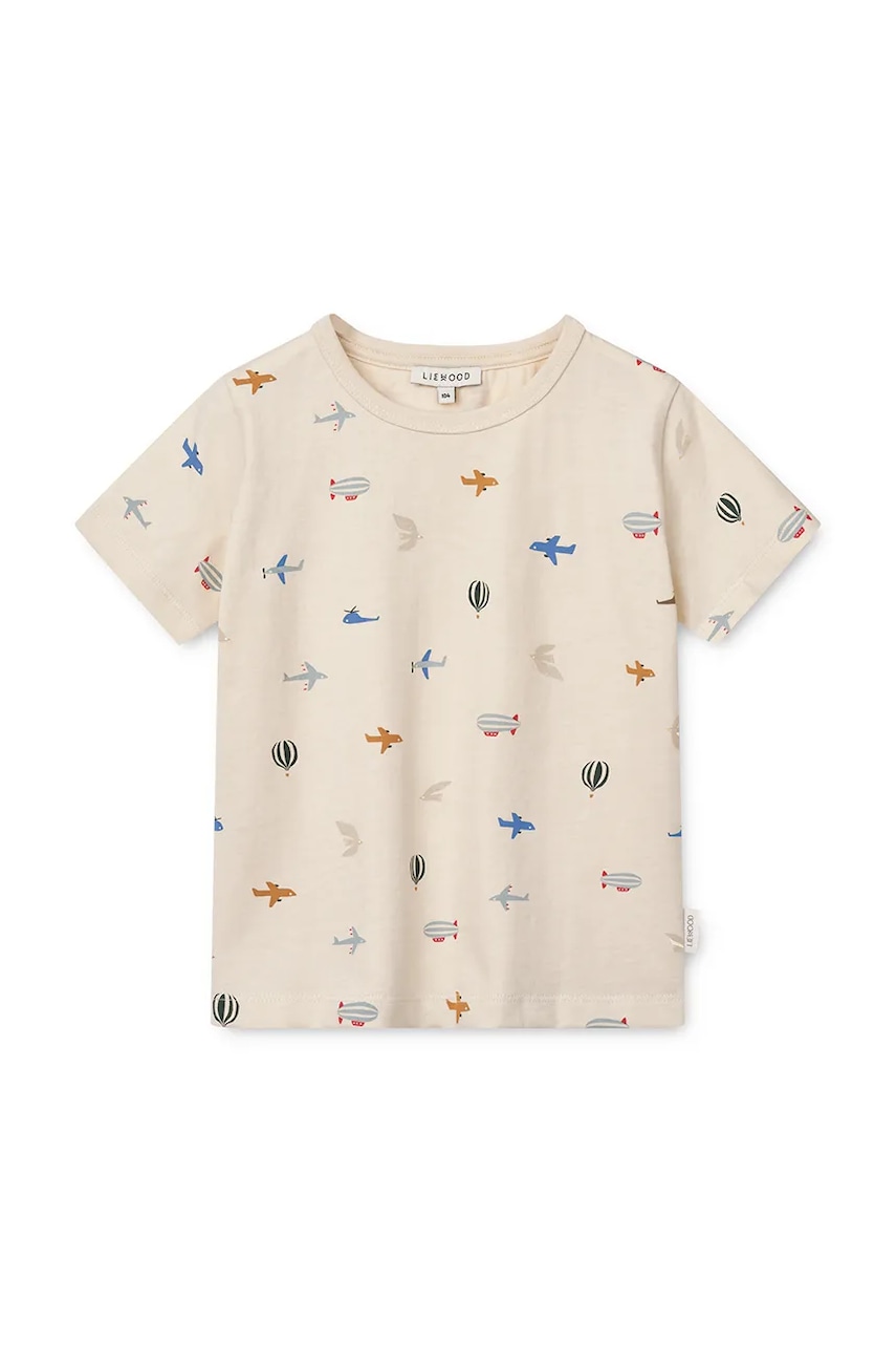 Liewood tricou de bumbac pentru copii Apia Printed Shortsleeve T-shirt culoarea bej, cu imprimeu, LW19845