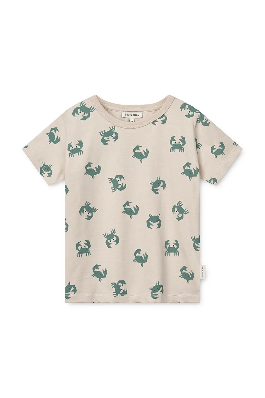 Детская хлопковая футболка Liewood Apia Printed Shortsleeve T-shirt цвет зелёный узорная LW19845 Детская хлопковая футболка Liewood Apia Printed Shortsleeve T-shirt цвет зелёный узорная LW19845