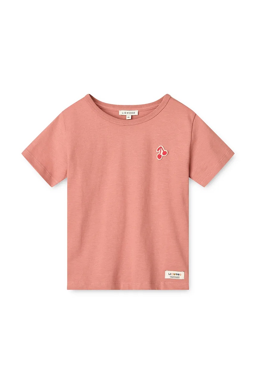 Детская хлопковая футболка Liewood Apia Shortsleeve T-shirt цвет розовый однотонная LW19923