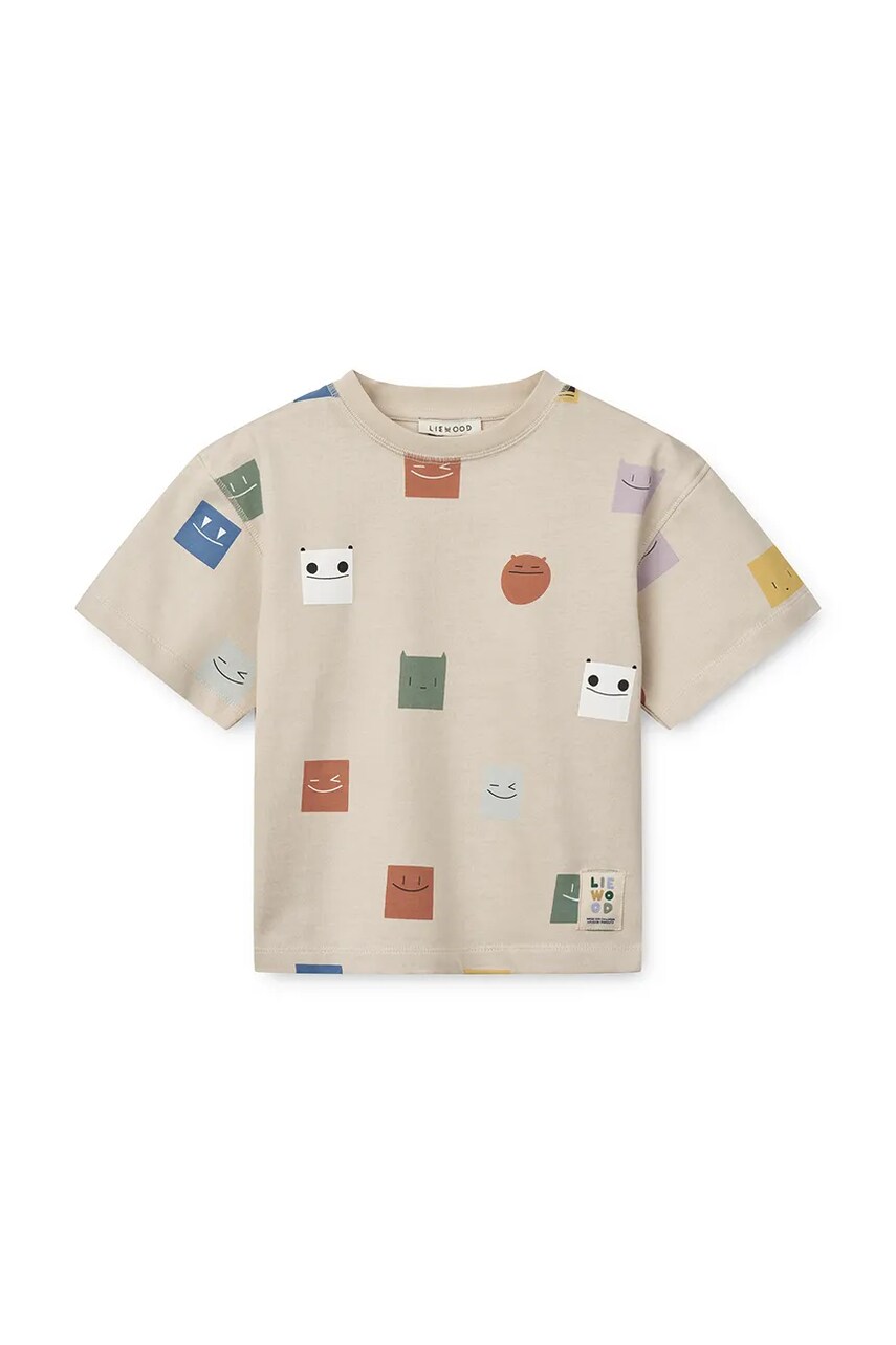 Levně Dětské bavlněné tričko Liewood Tyler Printed Shortsleeve T-shirt béžová barva, LW19931