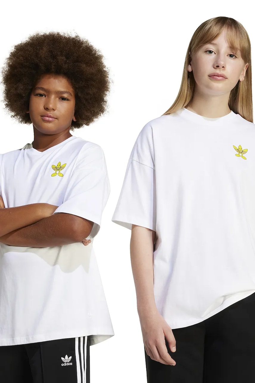 adidas Originals tricou de bumbac pentru copii culoarea alb, cu imprimeu, JD0411 adidas Originals tricou de bumbac pentru copii culoarea alb, cu imprimeu, JD0411