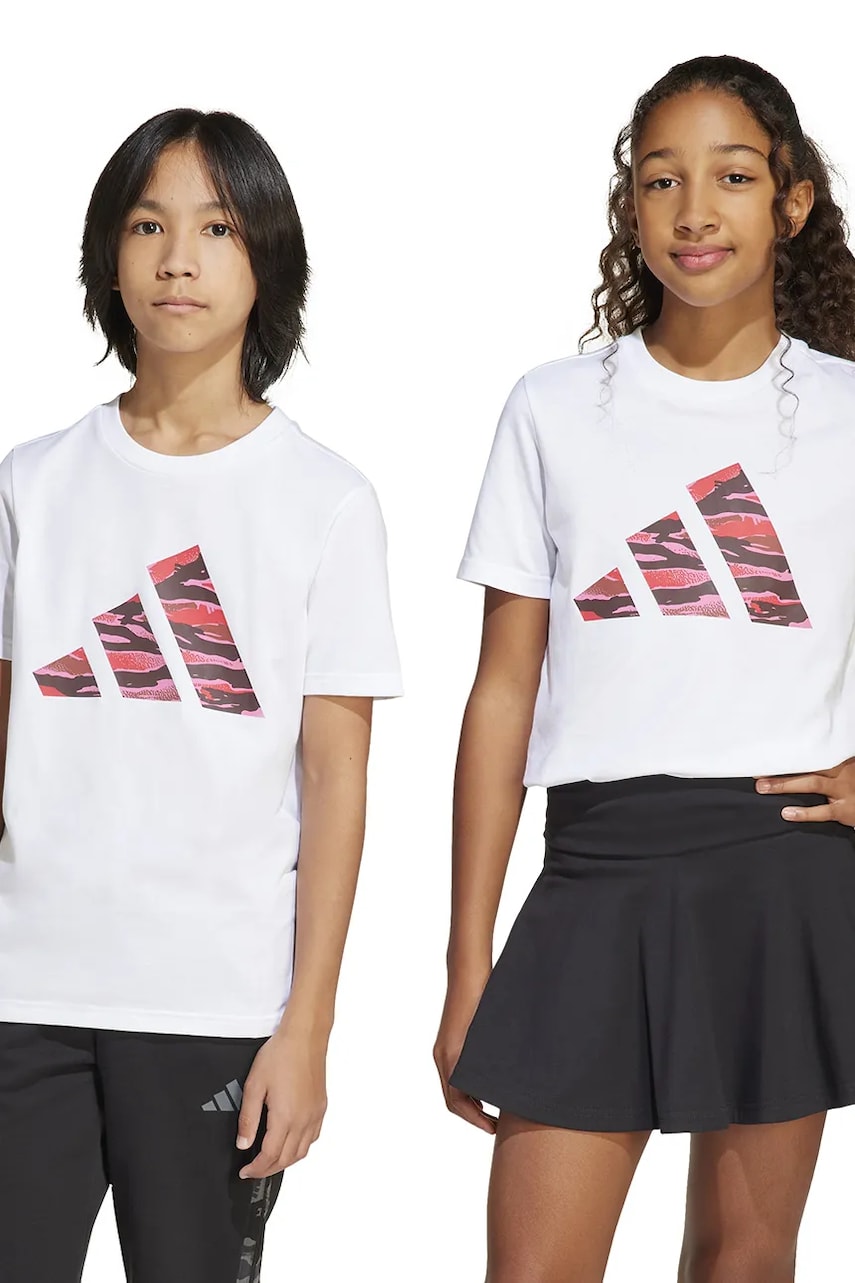 adidas tricou de bumbac pentru copii culoarea alb, cu imprimeu, JI6729