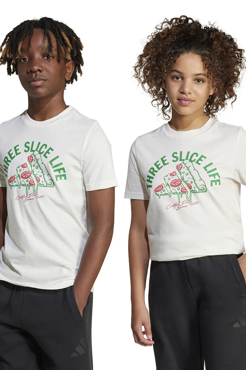 adidas tricou de bumbac pentru copii culoarea bej, cu imprimeu, JI6678