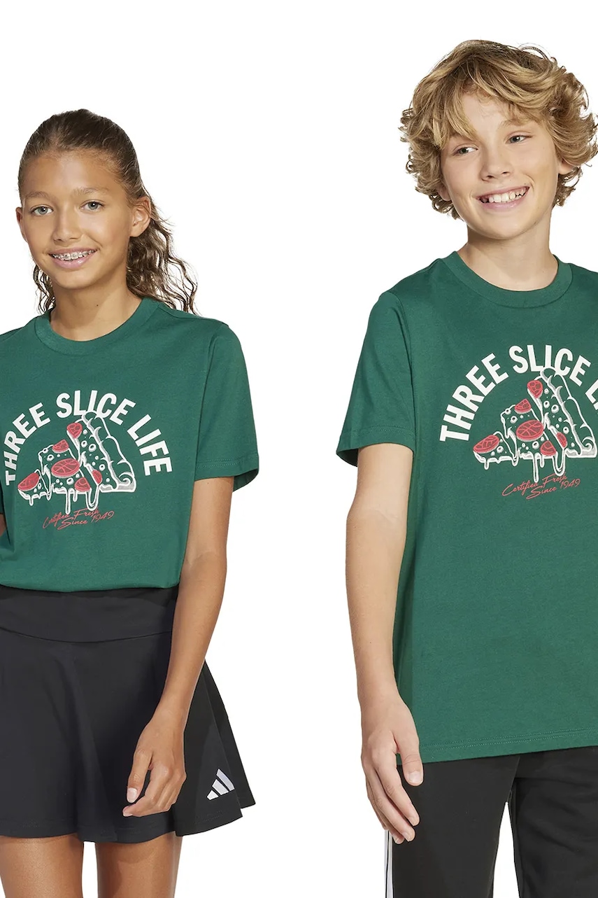 adidas tricou de bumbac pentru copii culoarea verde, cu imprimeu, JI6676