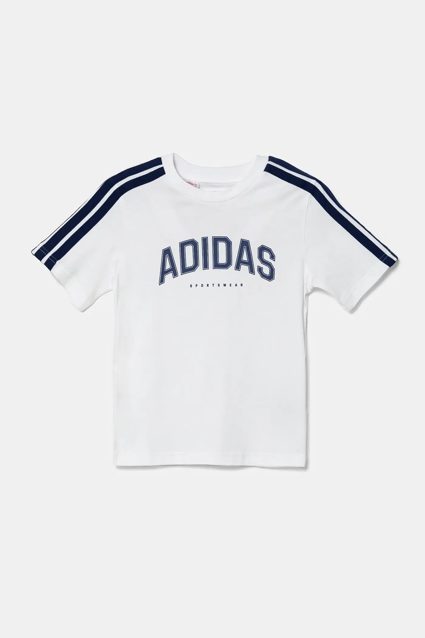Детская хлопковая футболка adidas цвет белый с принтом JI6674 Детская хлопковая футболка adidas цвет белый с принтом JI6674