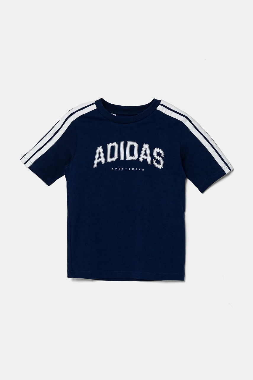 adidas tricou de bumbac pentru copii culoarea albastru marin, cu imprimeu, JL6138