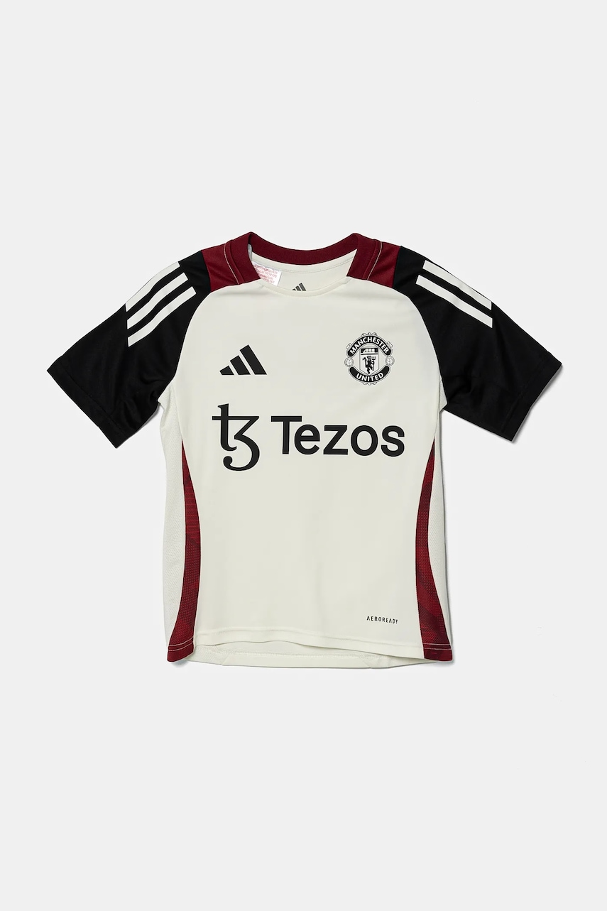 Детская футболка adidas Performance MUFC цвет бежевый узорная JE3728 Детская футболка adidas Performance MUFC цвет бежевый узорная JE3728