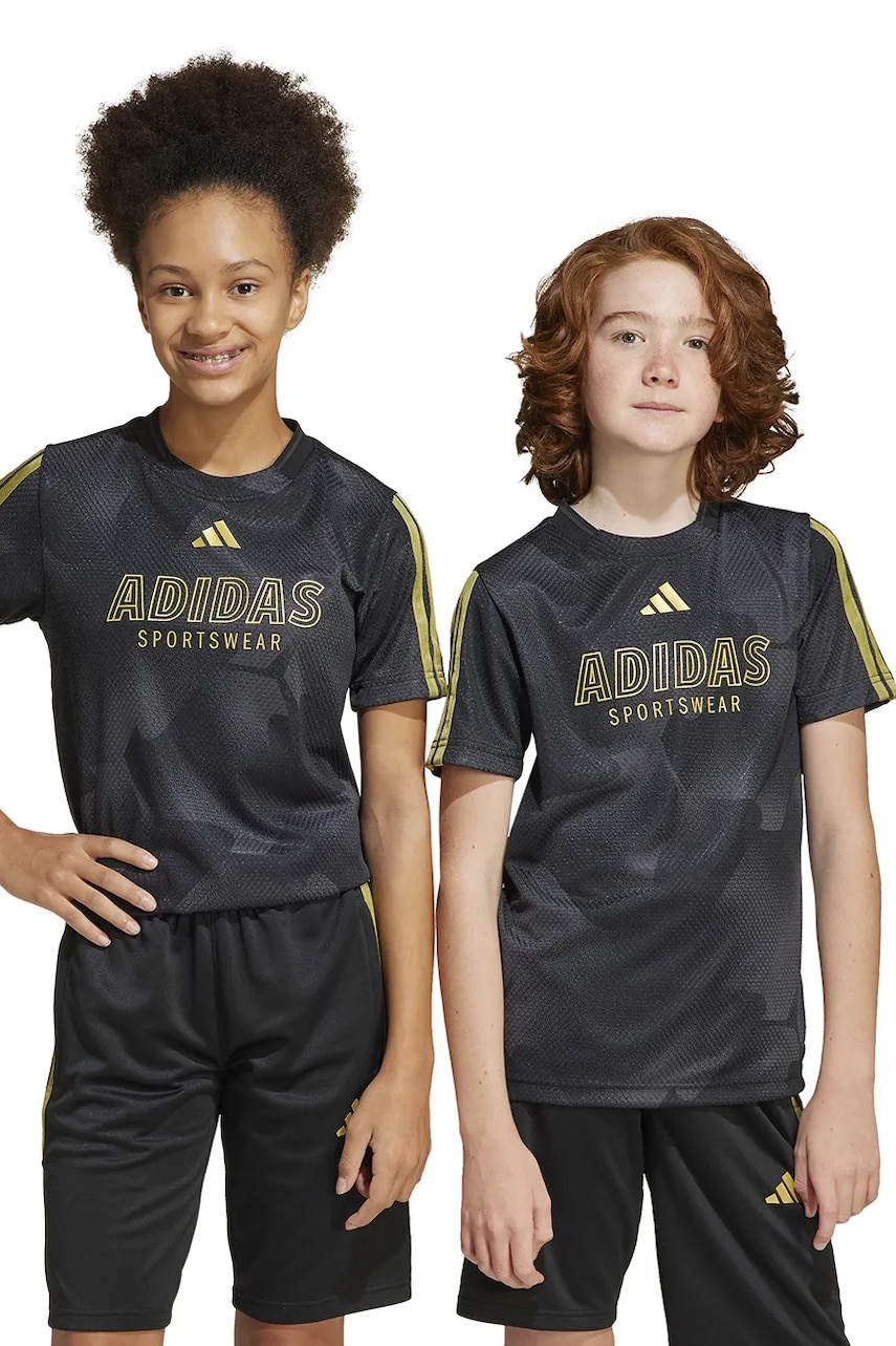 adidas tricou copii culoarea negru, cu imprimeu, JI6183 adidas tricou copii culoarea negru, cu imprimeu, JI6183
