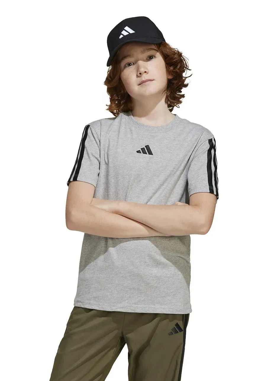 adidas tricou de bumbac pentru copii culoarea gri, melanj, JD6486