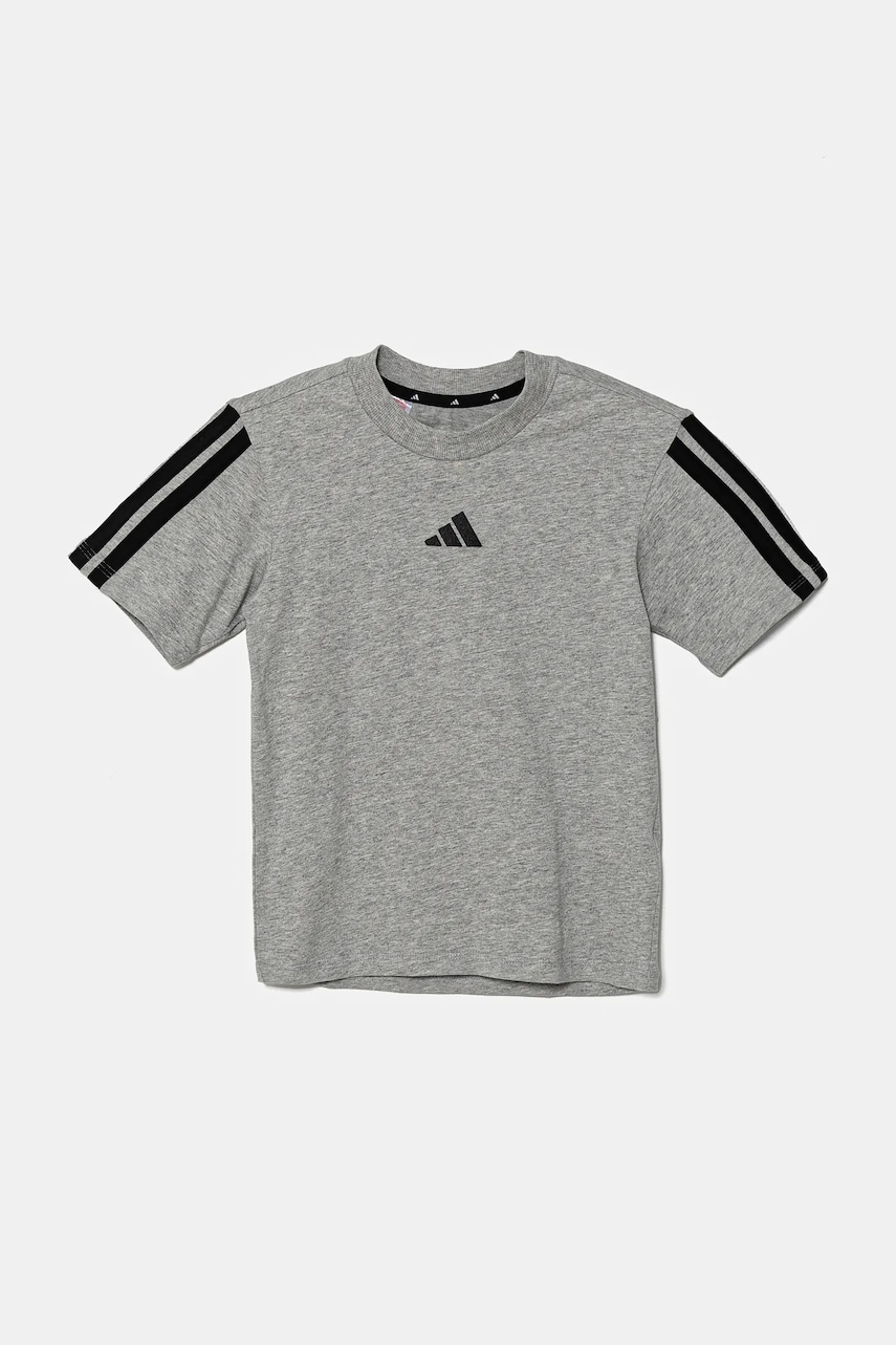 Детская хлопковая футболка adidas цвет серый меланж JD6486 Детская хлопковая футболка adidas цвет серый меланж JD6486