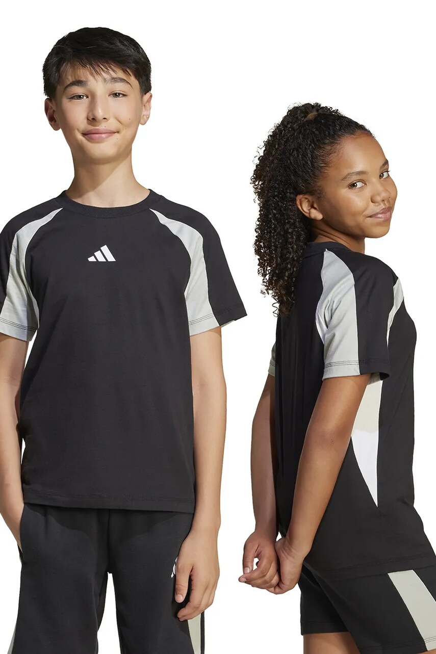 adidas tricou de bumbac pentru copii culoarea negru, cu imprimeu, JD0058