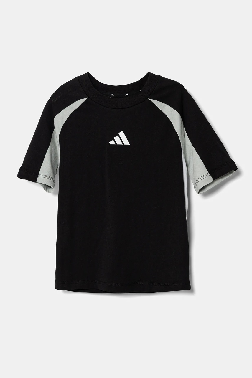 Детская хлопковая футболка adidas цвет чёрный с принтом JD0058 Детская хлопковая футболка adidas цвет чёрный с принтом JD0058