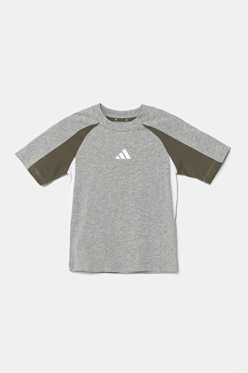 Детская хлопковая футболка adidas цвет серый узорная JD0059 Детская хлопковая футболка adidas цвет серый узорная JD0059