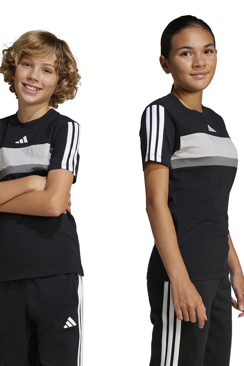 adidas tricou de bumbac pentru copii culoarea negru, cu imprimeu, JC7468