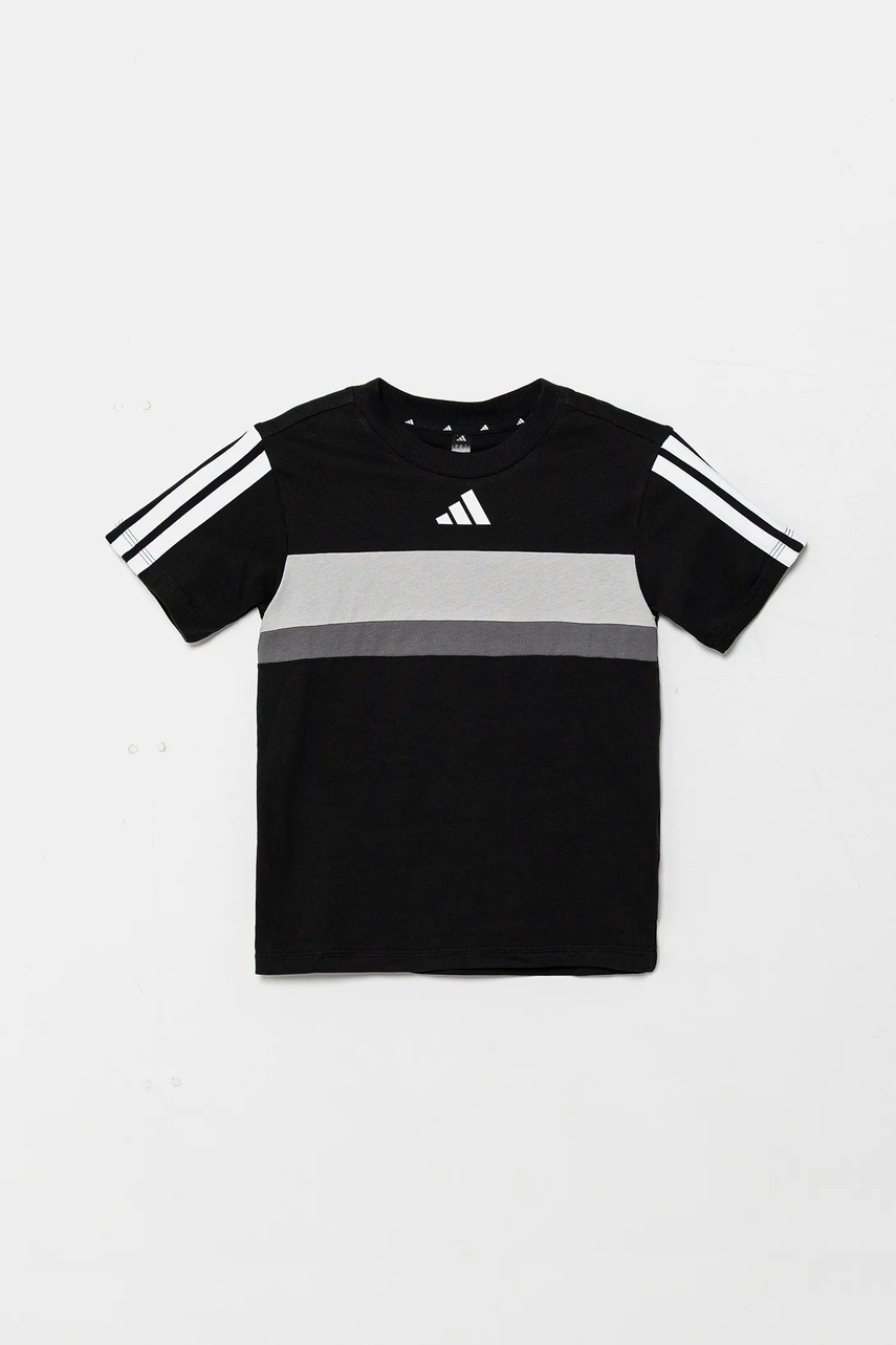 Детская хлопковая футболка adidas цвет чёрный с принтом JC7468 Детская хлопковая футболка adidas цвет чёрный с принтом JC7468