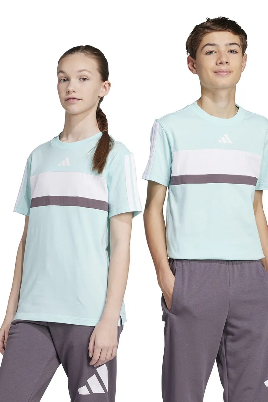 adidas tricou de bumbac pentru copii culoarea turcoaz, cu imprimeu, JC9301