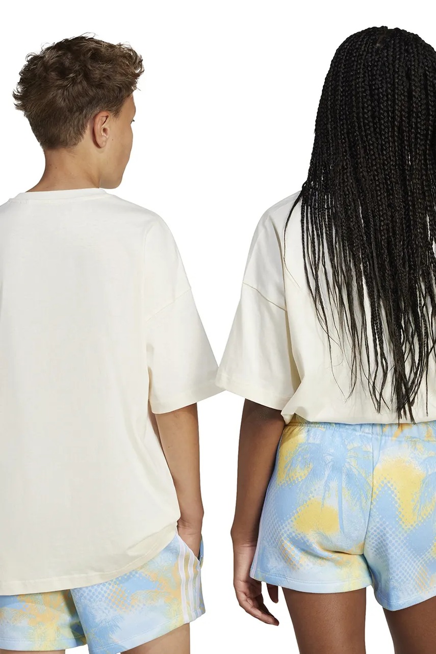 Детская хлопковая футболка adidas Originals цвет бежевый с принтом JD2916