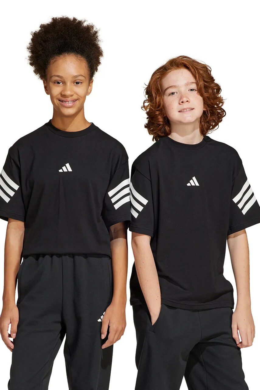 adidas tricou de bumbac pentru copii culoarea negru, cu imprimeu, JN8092