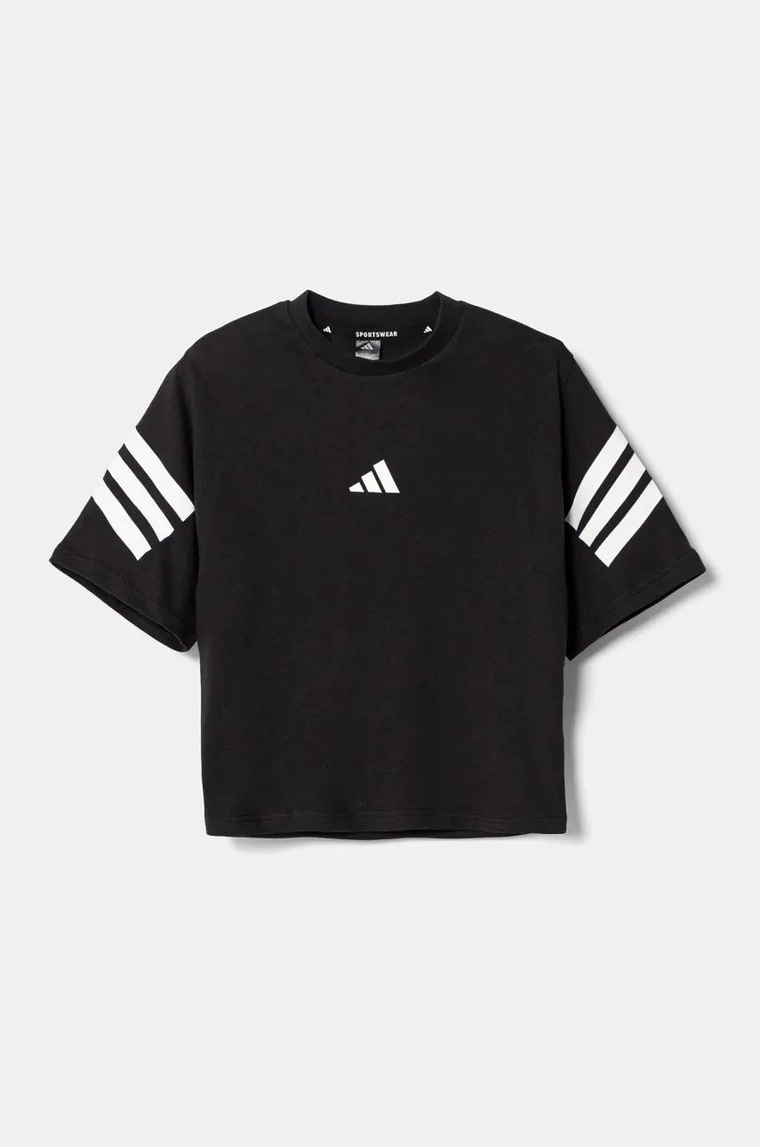 adidas tricou de bumbac pentru copii culoarea negru, cu imprimeu, JN8092