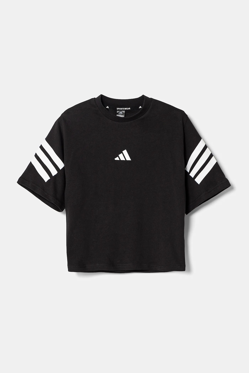 Детская хлопковая футболка adidas цвет чёрный с принтом JN8092 Детская хлопковая футболка adidas цвет чёрный с принтом JN8092