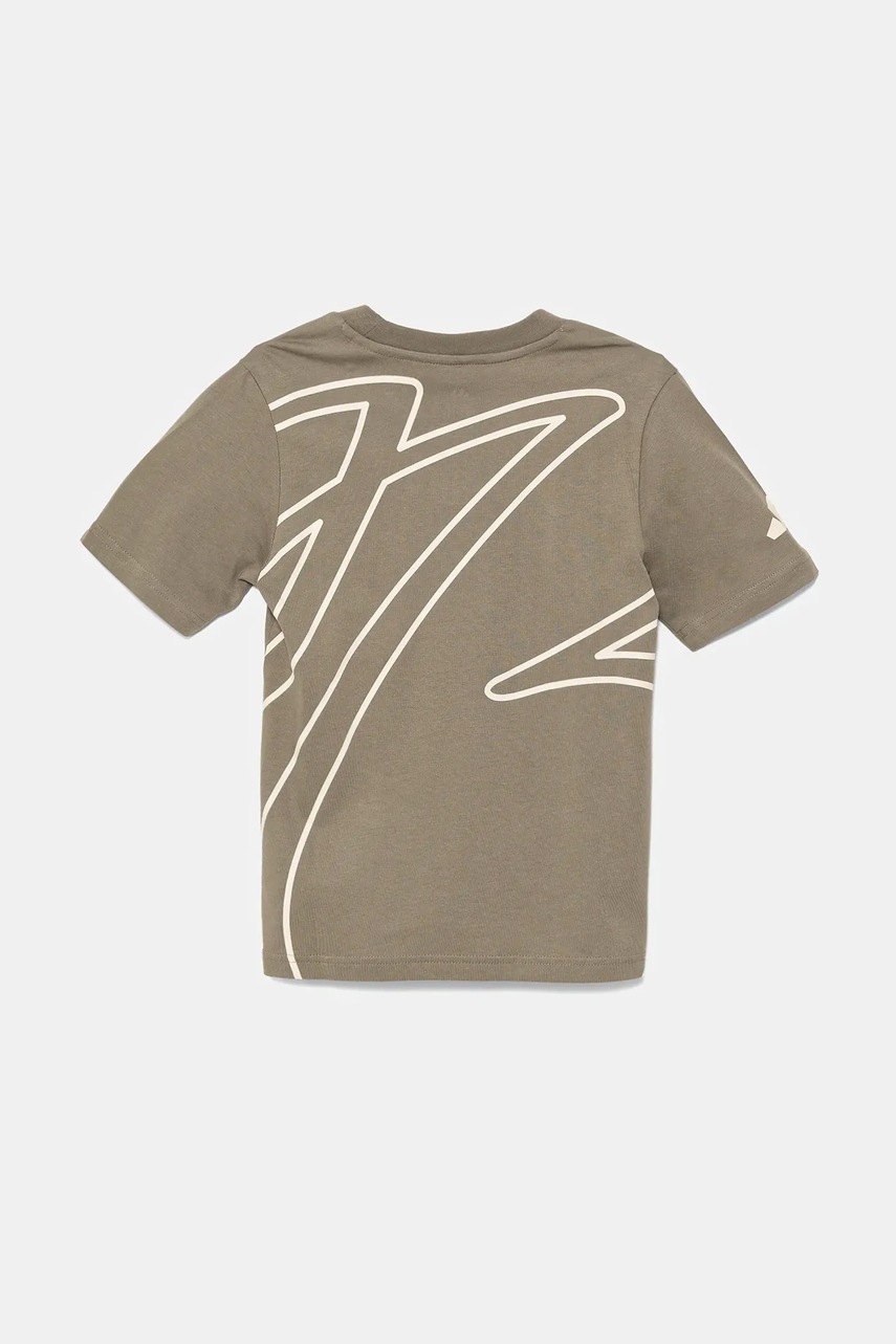 Детская хлопковая футболка adidas Performance цвет зелёный с принтом JY1877