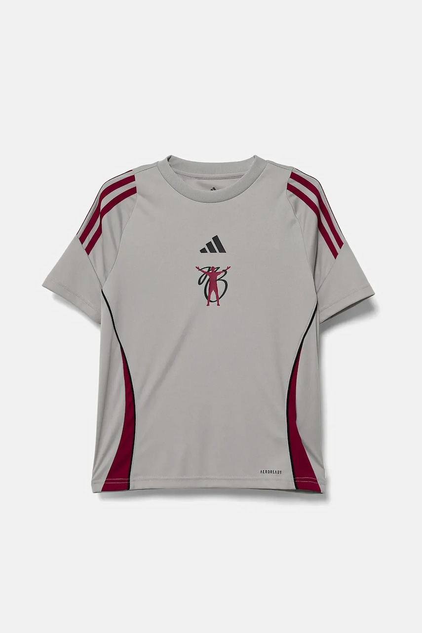 Детская футболка adidas Performance цвет серый с аппликацией JX1967 Детская футболка adidas Performance цвет серый с аппликацией JX1967