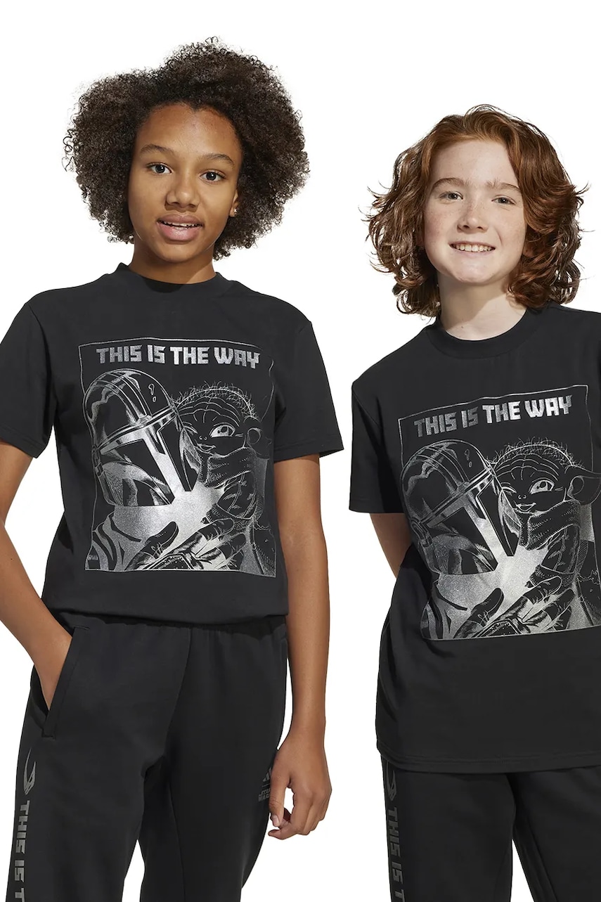 adidas tricou copii x Star Wars culoarea negru, cu imprimeu, JD4547 adidas tricou copii x Star Wars culoarea negru, cu imprimeu, JD4547