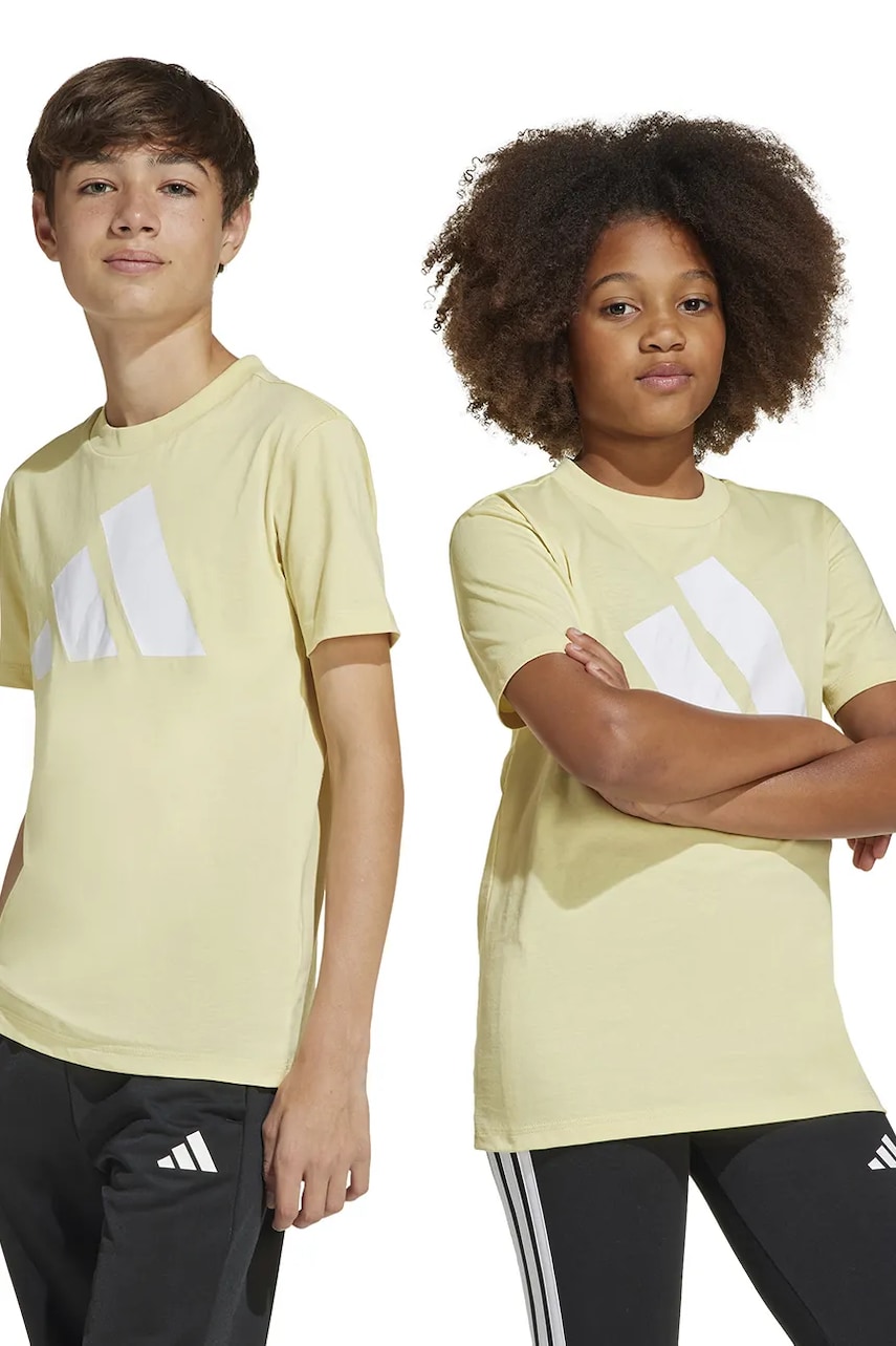 adidas tricou de bumbac pentru copii culoarea galben, cu imprimeu, JC9662