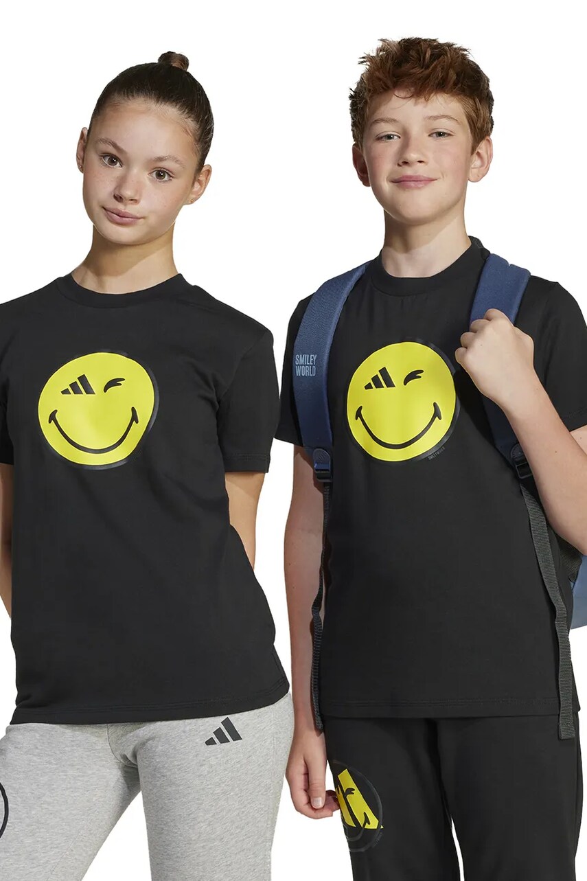 adidas tricou de bumbac pentru copii culoarea negru, cu imprimeu, JC7581