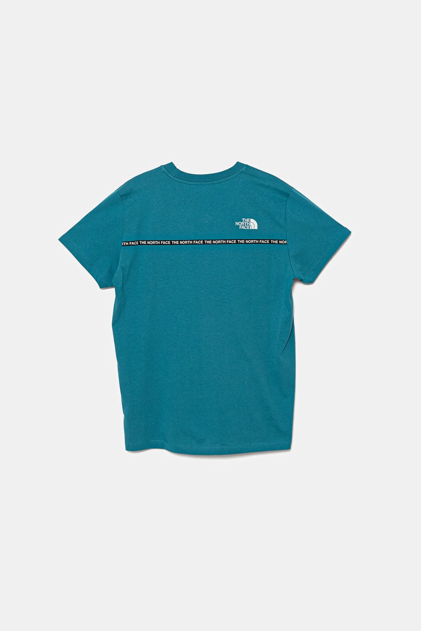 Дитяча бавовняна футболка The North Face TEEN NEW SS ZUMU TEE колір бірюзовий візерунок NF0A877S6HO1
