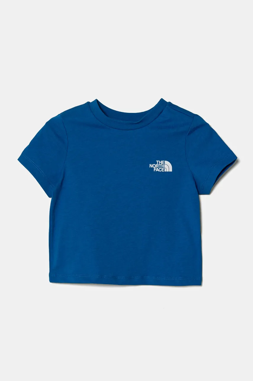 Levně Dětské bavlněné tričko The North Face KID BOX NSE S/S TEE modrá barva, s potiskem, NF0A89H5T4S1