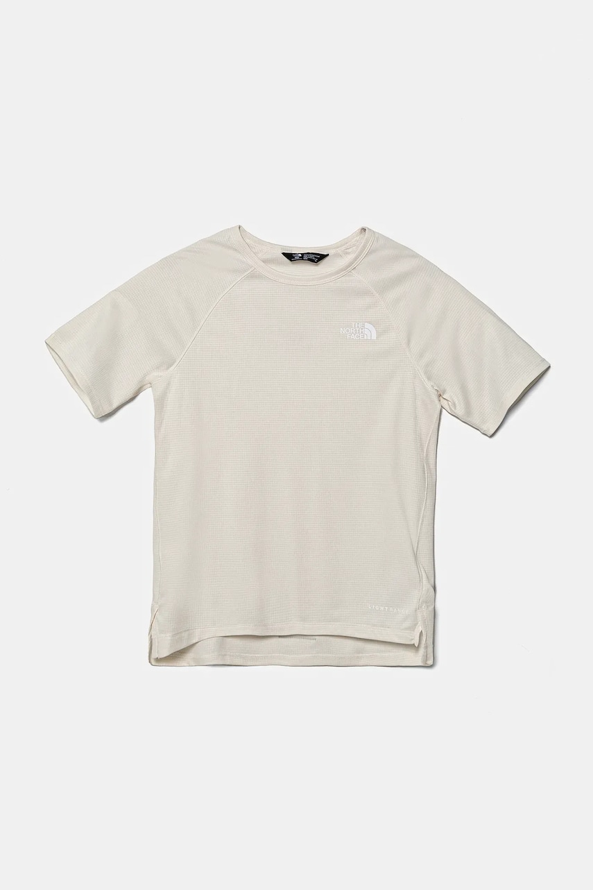 The North Face tricou copii TEEN SUNRISER S/S TEE culoarea bej, cu imprimeu, NF0A8BMXQLI1 The North Face tricou copii TEEN SUNRISER S/S TEE culoarea bej, cu imprimeu, NF0A8BMXQLI1