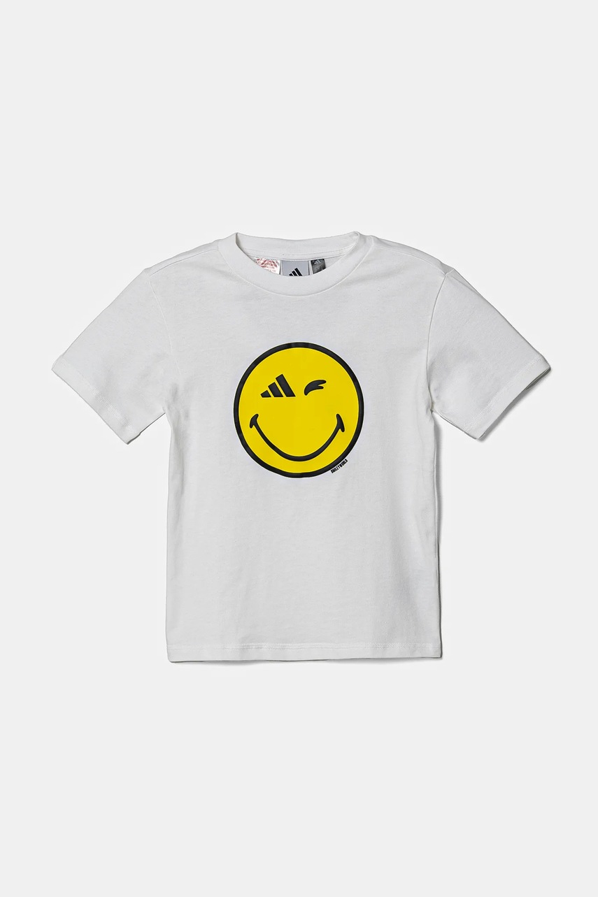adidas tricou de bumbac pentru copii x Smiley World culoarea alb, cu imprimeu, JJ3071