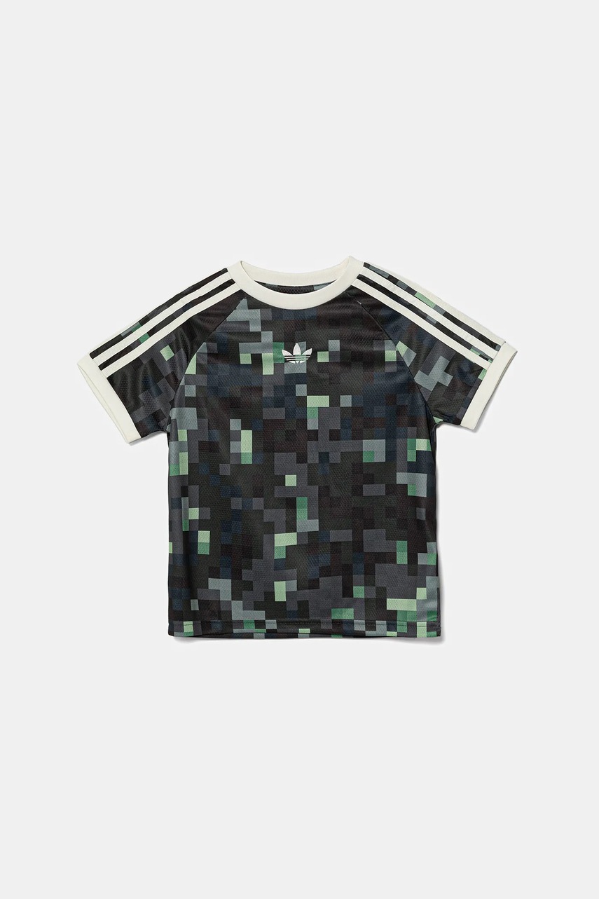 Детская футболка adidas Originals цвет зелёный узор JZ9939 Детская футболка adidas Originals цвет зелёный узор JZ9939