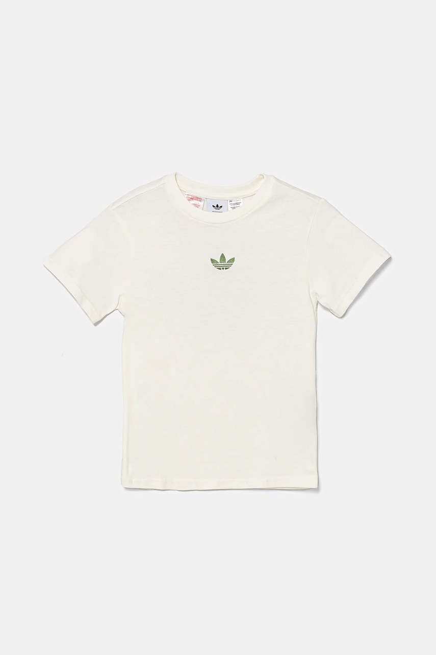 Детская хлопковая футболка adidas Originals цвет бежевый с принтом JY8374 Детская хлопковая футболка adidas Originals цвет бежевый с принтом JY8374
