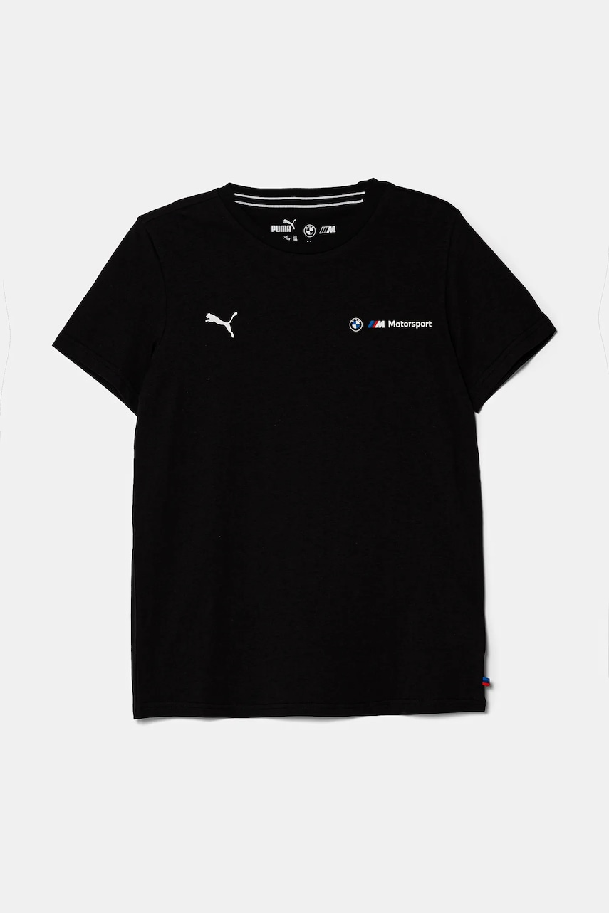 Puma tricou de bumbac pentru copii BMW MMS ESS LOGO TEE 2 culoarea negru, cu imprimeu, 627533 Puma tricou de bumbac pentru copii BMW MMS ESS LOGO TEE 2 culoarea negru, cu imprimeu, 627533