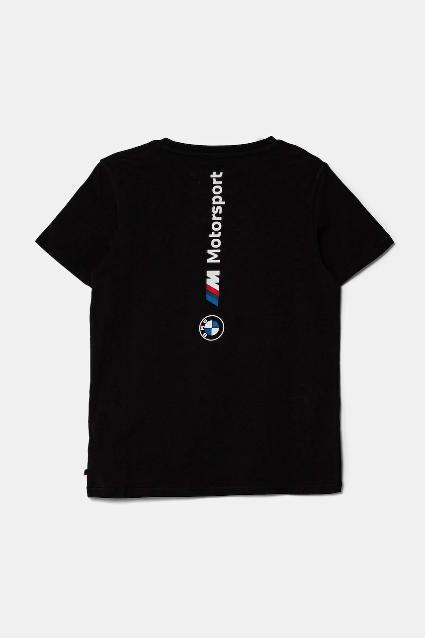 Детская хлопковая футболка Puma BMW MMS ESS LOGO TEE 2 цвет чёрный с принтом 627533 Детская хлопковая футболка Puma BMW MMS ESS LOGO TEE 2 цвет чёрный с принтом 627533