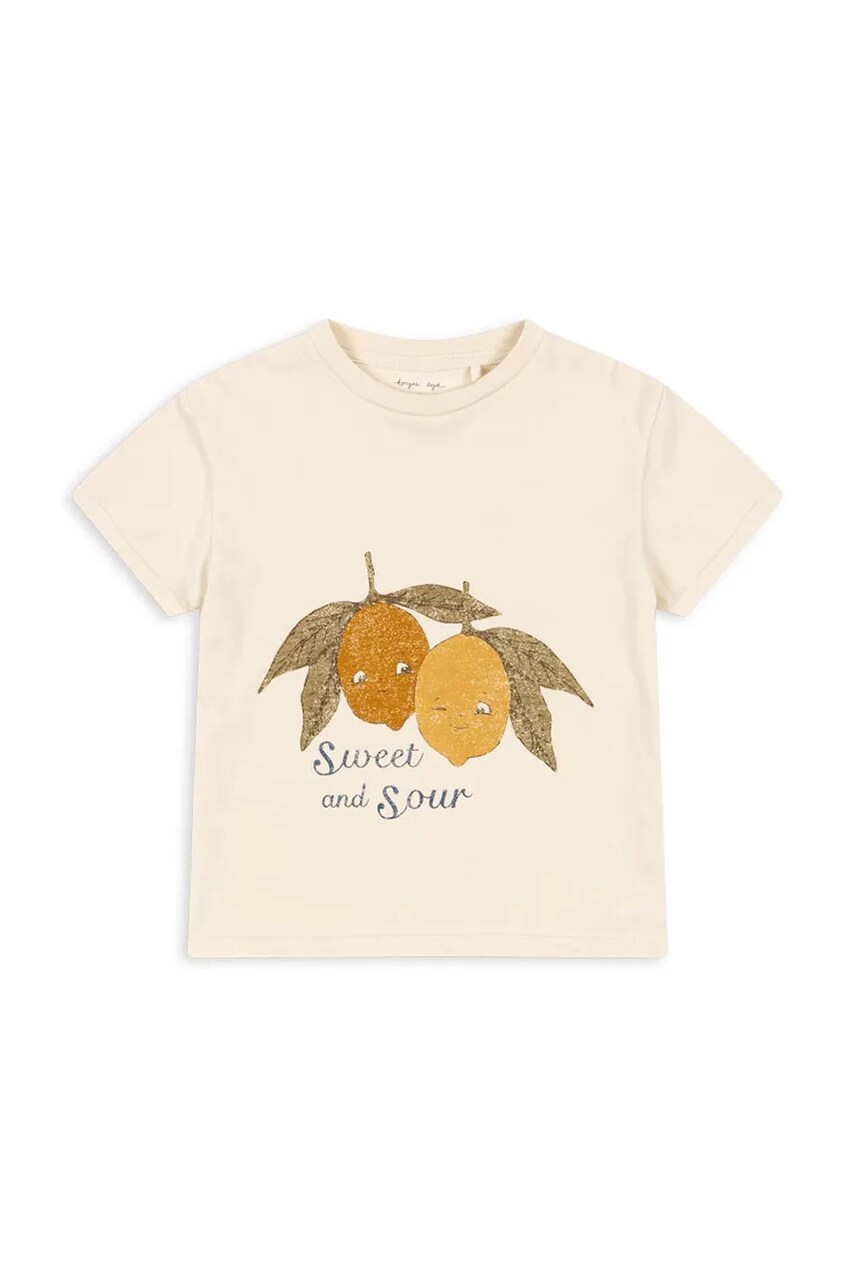 Konges Sløjd tricou de bumbac pentru copii FAMO TEE GOTS culoarea bej, cu imprimeu, KS102614